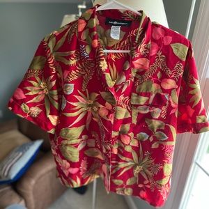 Sag Harbor Hawaiian blouse sz L color red